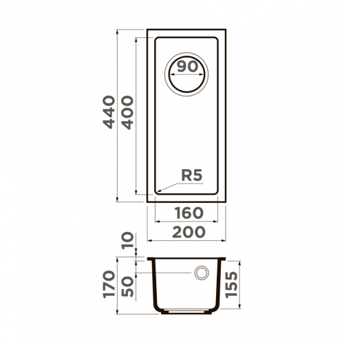 Мойки Omoikiri BOSEN 20-U-WH