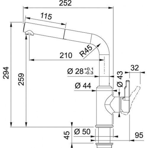 Franke Urban оникс, с выдвижным шлангом 1