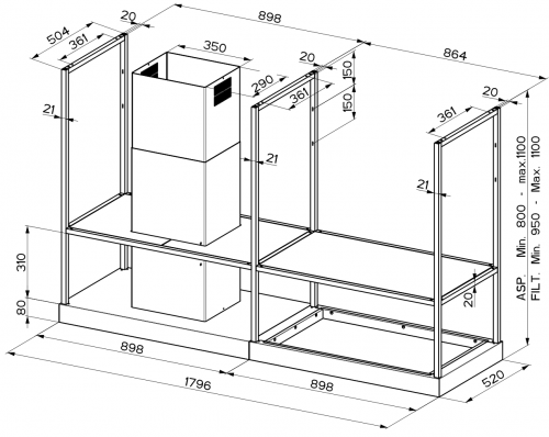 Вытяжки Faber T-SHELF EV8 BK MATT A180