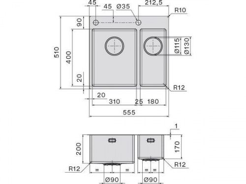 Мойки Falmec GARDA 31+18 (SGA3118F.00#SSF)